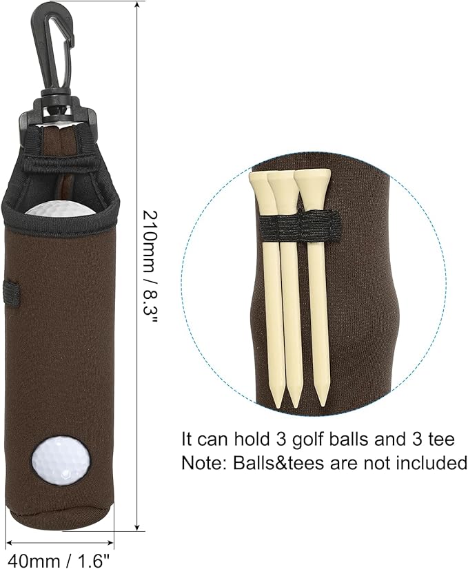 PATIKIL Golf Ball Carry Bag Golf Tee Holder Pouch Portable Neoprene Golf Ball Holder with Clip for Men and Women