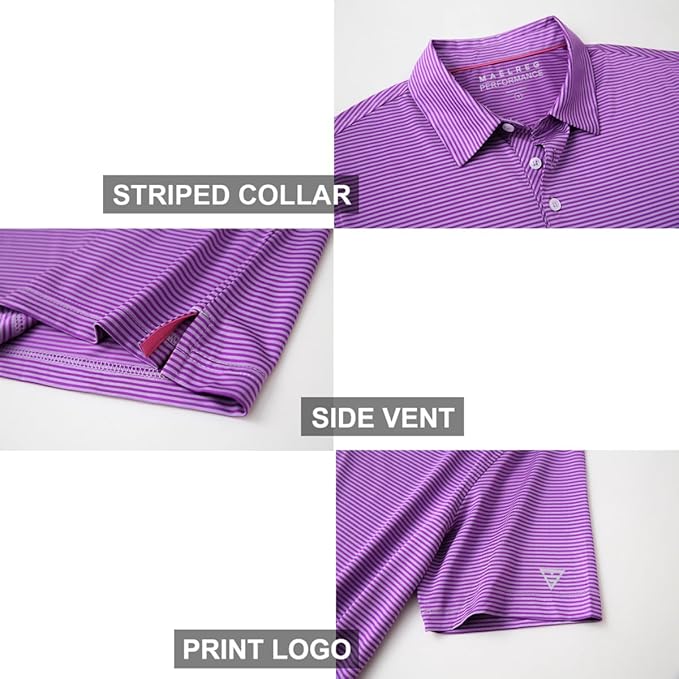 Golf Shirts for Men Dry Fit Short Sleeve Print Performance Moisture Wicking Polo Shirt