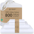 Threadmill Luxury 800 Thread Count California King 100% Cotton Sheets - Hotel White Sateen Weave Bed-Sheets, Better Than Egyptian Cotton, 4 Pc Solid Bed Set, Fits 16" Deep Pocket