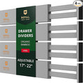 ROYAL CRAFT WOOD Adjustable Bamboo Drawer Dividers Organizers - Expandable Drawer Organization Separators For Kitchen, Dresser, Bedroom, Bathroom and Office, 4-Pack (Large (up to 22")) (Gray)