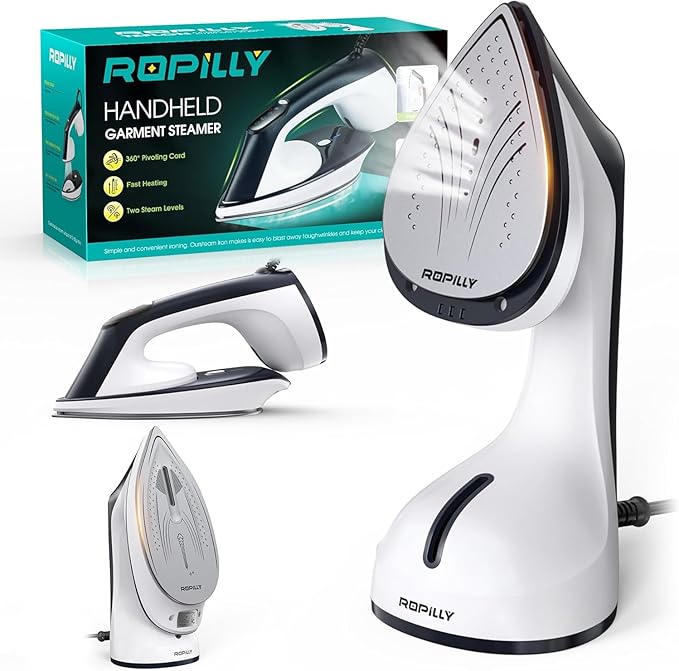 Steamer for Clothes, 1600W 2-in-1 Steamer & Iron with Large Ceramic Plate, Powerful Turbo Steam, Smart Temperature Control, Auto-Off, Wrinkle Remover for All Fabrics