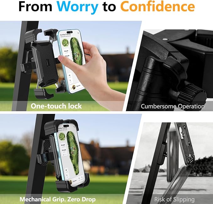 KingofKings Magnetic Golf Cart Phone Holder Mount, Valentine's Day Gifts for Golfers Him Men Dad Women Her, Essential Golf Cart Accessories–Compatible with iPhone, Galaxy, EZGO, Club Car, Yamaha,Icon