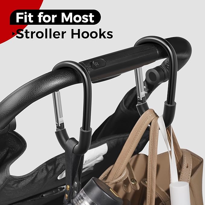SURDOCA Stroller Hooks - Large, Heavy Duty Universal Clips for Bags, Mom Accessory