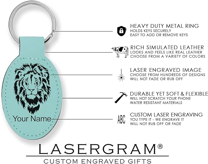 LaserGram Oval Keychain, Golf Ball, Personalized Engraving Included (Teal)