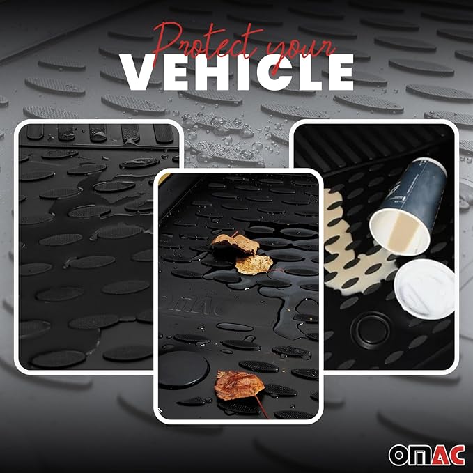 OMAC Floor Mats for VW Golf Alltrack Mk7 2017-2019 Car Mats All Weather 3D Custom Fit Rubber Mat Waterproof Odorless TPE Floor Liners Laser Measured Non-Slip (Black)