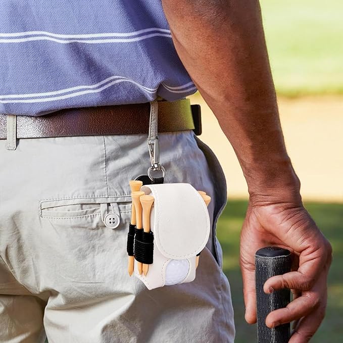 Leather Golf Ball Holder - Golf Ball Storage Pocket, Tee Bag with Sturdy Leather, Convenient and Tee Carry Pouch, Accessories Organizer for Course or Practice, Portable Pocket