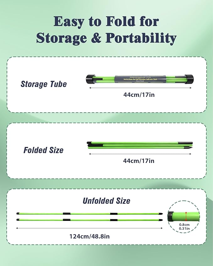 Golf Alignment Sticks, 2 Pack Plastic 49" Collapsible Alignment Stick Golf Practice Rods Aid for Aiming, Putting, Swing Trainer, Posture Corrector with Tube Case, Golf Training Equipment