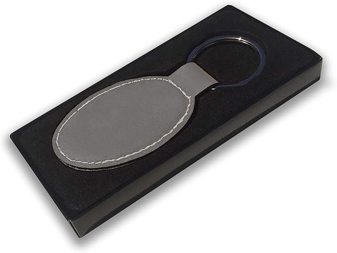 LaserGram Oval Keychain, Palm Trees, Personalized Engraving Included (Gray)