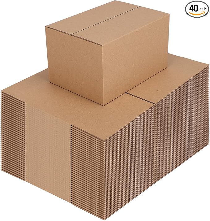 7x5x4 Shipping Boxes Set of 40, Brown Kraft Corrugated Cardboard Boxes Mailers for Small Bussiness Packaging