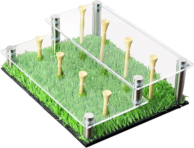 Golf Ball Display Case,Sport Balls Rack Holds 8 Golf Balls 2 Tier Acrylic Stand Holder with Tees for Tennis Softball Showing