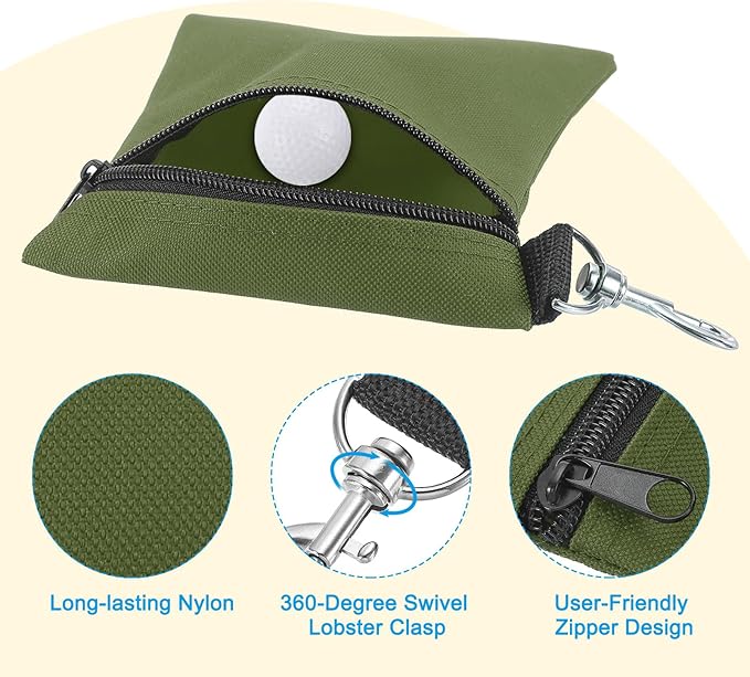 PATIKIL Golf Tee Pouch, Zipper Golf Ball Bag with Metal Lobster Claw Clip for Men Women Valuables Holder