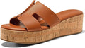 Coutgo Womens Platform Wedge Sandals Open Toe Slip On Slides Cork Heeled Comfortable Shoes
