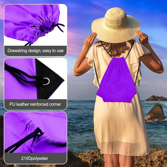 KUUQA 25Pcs Purple Drawstring Bags - String Backpacks for Gym, Sport, Traveling