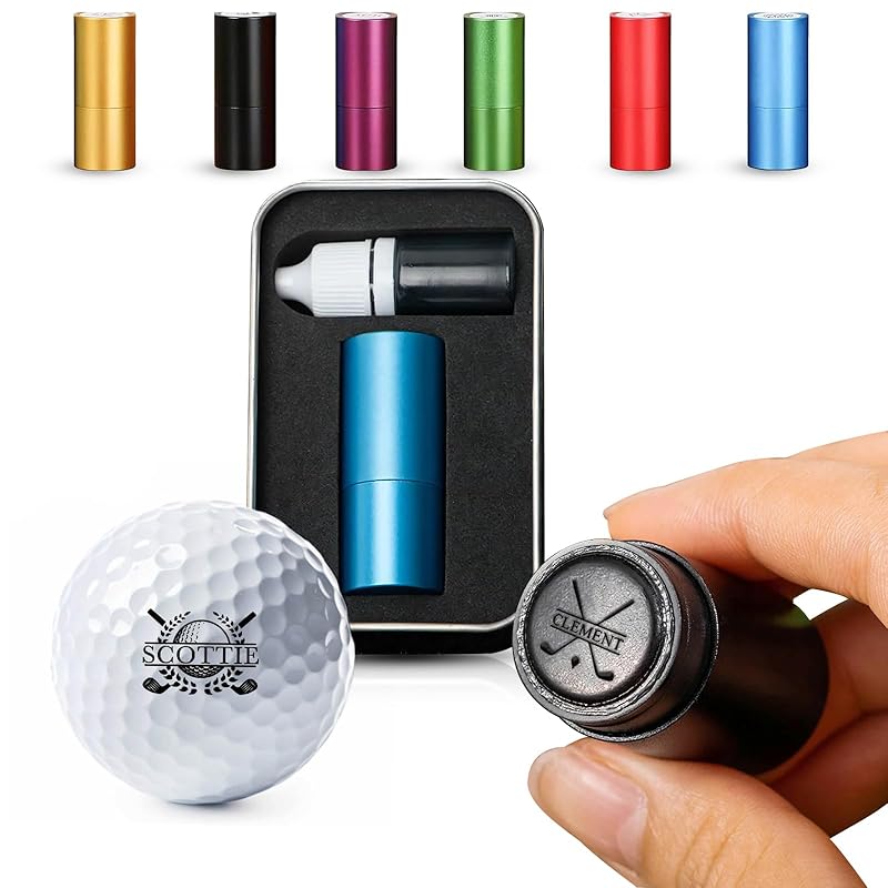 Personalized Golf Ball Stamp with Metal Storage Case, Custom Name Reusable Golf Ball Marking, Golf Accessories, Gifts for Golf Lovers, Golfers, Dad, Husband, Father's Day Birthday Wedding Gifts