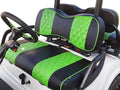 Huskey Golf Cart Front Seat Covers for EZGO RXV 2008+ Models, Black/Lime Green Diamond Stitching, Custom Fit, Marine Grade Vinyl, Staple On
