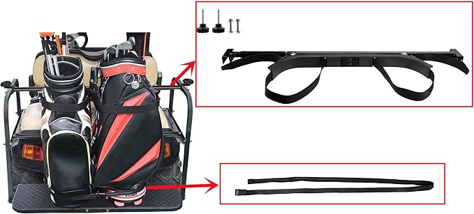 Dr.Acces Golf Cart Bag Holder Bracket Attachment Fits EZGO Club Car Yamaha Rear Seat | No Drilling Required Length Adjustable