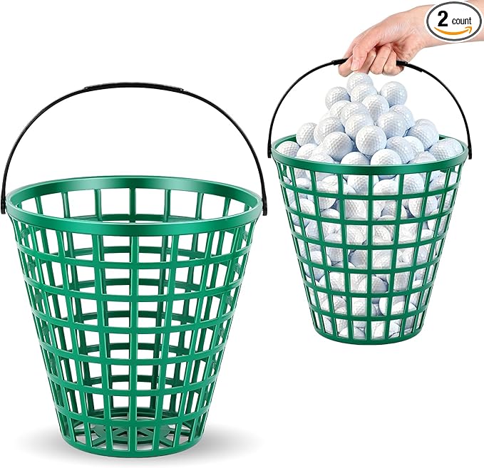 2 Pcs Golf Ball Basket, Can Hold Balls Golf Ball Container with Handle Ball Holder Contain Stadium Accessories Golf Ball Storage Bucket for Golf Storage Accessories
