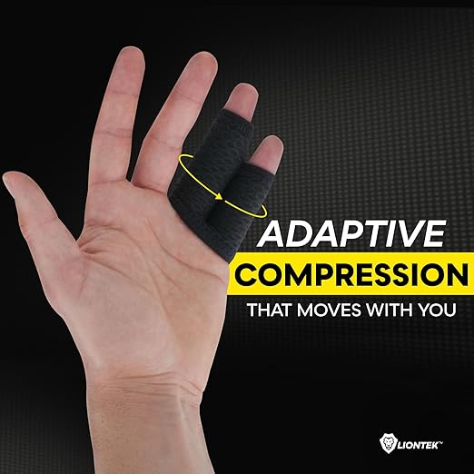 LIONTEK Pinky-Ring Flow Finger Sleeve V3 Pair — Joint Support & Compression for Activity, BJJ, Fitness, Volleyball, Basketball, and More