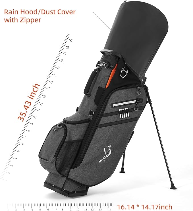 Golf Stand Bag 14 Way Top Dividers Full-Length with Stand, 7 Pockets, Lightweight Golf Bag for Men, Dual Strap, Rain Hood, Portable Golf Club Bag for Men Women