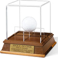 Golf Ball Display case - Custom Hole in one Golf Ball Box with Personalization Engraved Gold Plate - Dust Protection for Golf Ball Memorabilia
