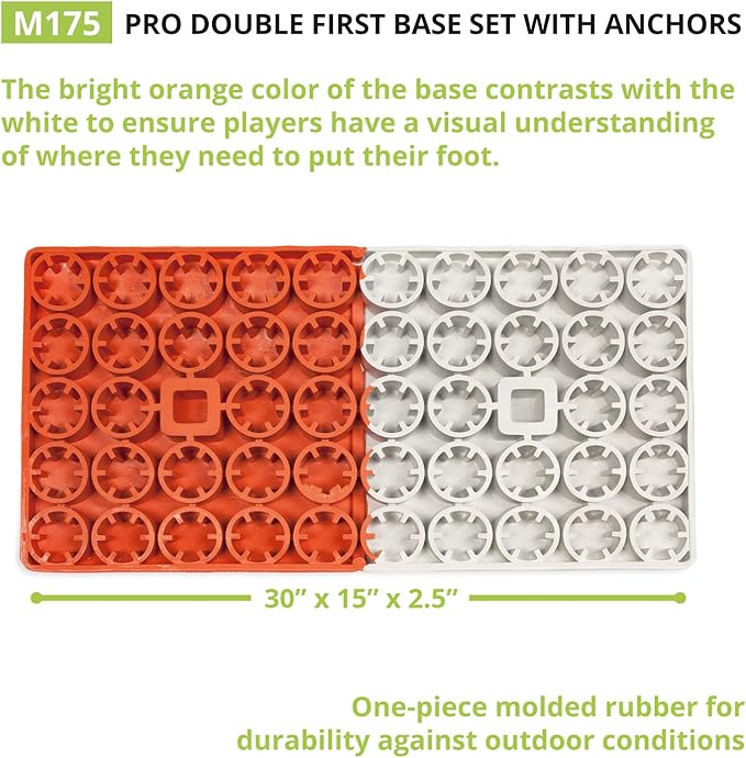 Champion Sports Pro Double First Base - Official One Piece Double First Base - Easy Install Base With Ground Anchors,Orange