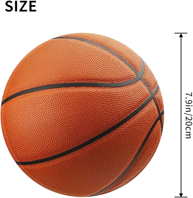 Basketball Ball Fun Sport Round Mouse Pad, Small Gaming Mousepad with Stitched Edge, Non-Slip Rubber Base Mouse Mat Office Desk Accessories for Laptop Computer Decor 7.9 X 7.9 Inch