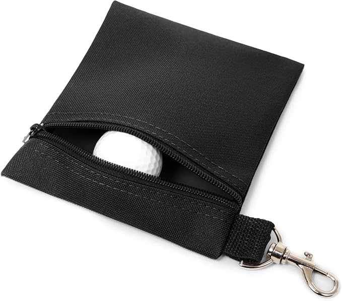 BuyAgain Golf Tee Pouch, 5.62 X 6.87 Inch Professional Zipper Golf Tee/Ball Pouch Bag with Metal Lobster Claw Clip