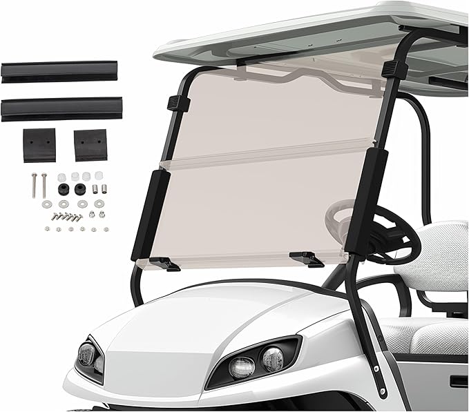 HECASA Windshield Compatible with 1994-2013 EZGO TXT & Medalist Gas or Electric Golf Cart Flip Windscreen