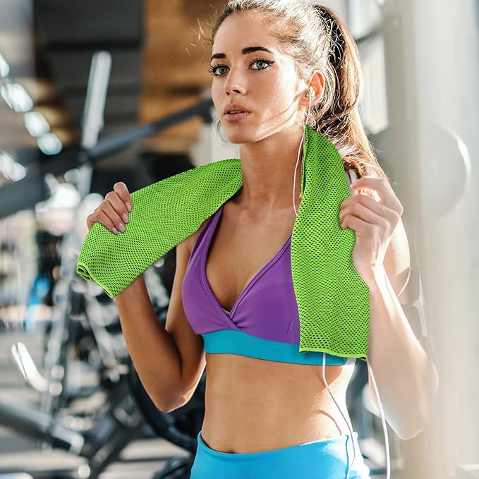 Cooling Towels 20 Pack, 40"x 12" Cooling Rags Neck Wraps for Sports with Carrying Pouch, Gym Cooling Neck Towels for Hor Weather, Sweat, Fitness, Travel