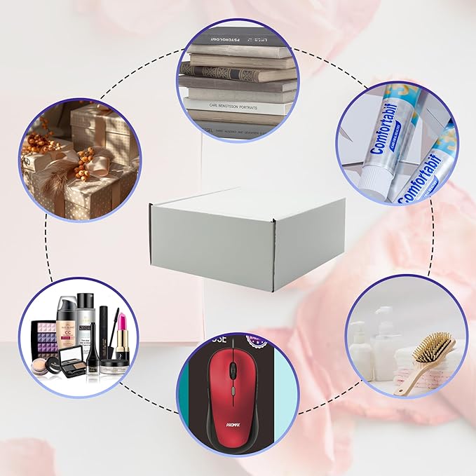 7x7x3 Inches White Shipping Boxes Set of 25，Cardboard Boxes Recyclable Corrugated Boxes Mailers for Small Business, Transporting, Packaging Storage Boxes and Craft Gifts Giving Products Box