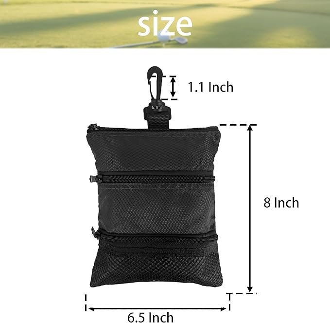 Portable Golf Ball Storage Bag, Multiple Pockets with Zippers for Golf Accessories, Suitable for Men and Women to Store Golf Accessories