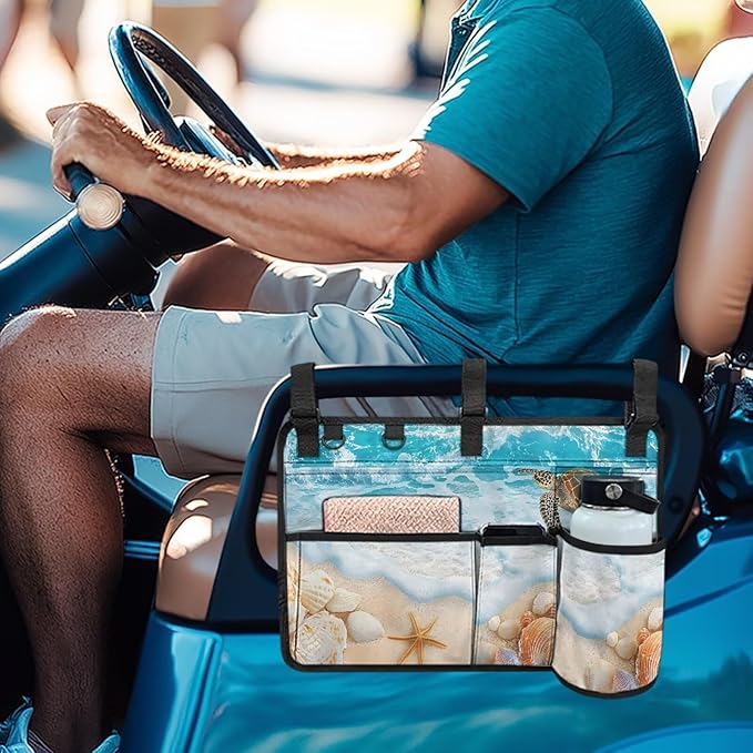 Fashion Golf Cart Rear Seat Organizer Lightweight Storage Bag Accessories for Club Car, Wheelchair and Walker