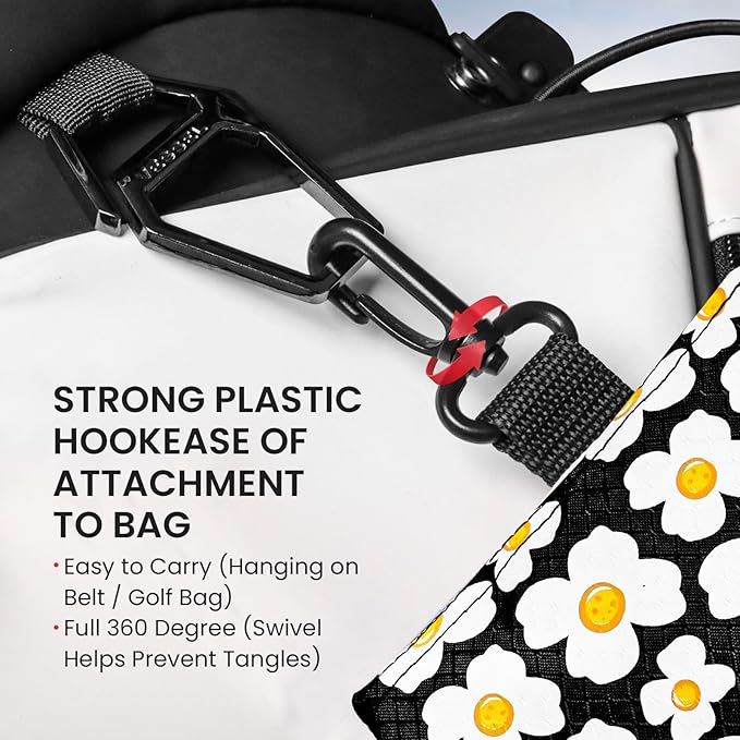 Golf Bag Accessories Valuables Pouch Bags Multi Pocket Zipper Hook with 10 Pcs Wood Golf Tees for Men Women