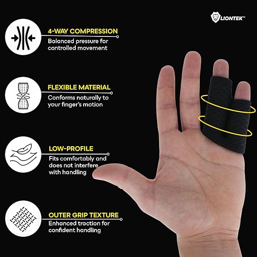 LIONTEK Pinky-Ring Flow Finger Sleeve V3 Pair — Joint Support & Compression for Activity, BJJ, Fitness, Volleyball, Basketball, and More