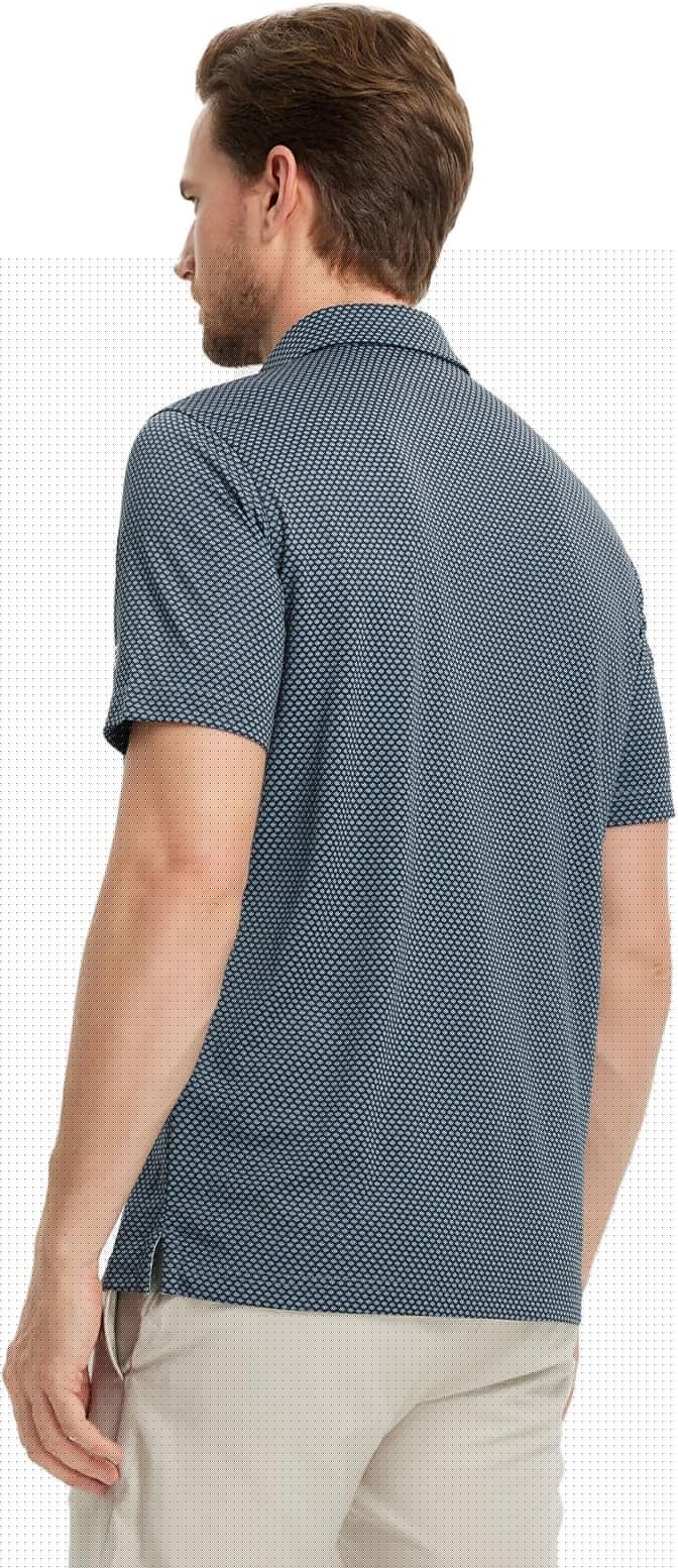 M MAELREG Golf Shirts for Men Moisture Wicking Jacquard Breathable Performance Dry Fit Collared Mens Polo Shirts Short Sleeve
