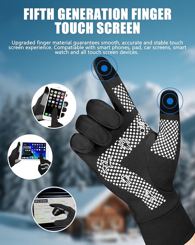 Aegend Lightweight Winter Gloves for Men Women, Warm Running Gloves Touchscreen Thermal Glove Liners for Cold Weather Driving, Cycling & Hiking, Non-Slip, Elastic Cuff, Stretchy, Durable