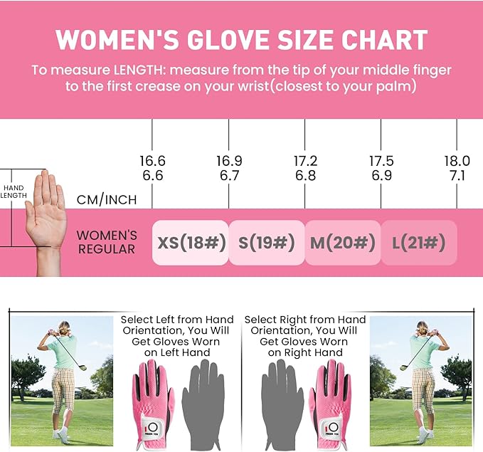 FINGER TEN Womens Golf Glove Right Handed Golfer Left Hand Rain Grip Hot Wet All Weather Value 2 Pack, Golf Gloves Breathable Flexible for Ladies Women