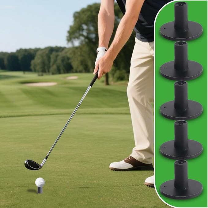 Rubber Golf Tees for Mats Adjustable Height Golf Simulator Tees, Indoor Outdoor Practice, Non-Slip Golf Mat Tees with Holder, Compatible with Driving Range & Golf Simulators