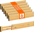 Lifewit 6 Pack Bamboo Drawer Dividers 2.4" High, 13-16.5" Kitchen Drawer Organizers, Adjustable Wooden Drawer Dividers for Clothes, Expandable Drawer Separators for Dresser, Bedroom, Bathroom, Cabinet
