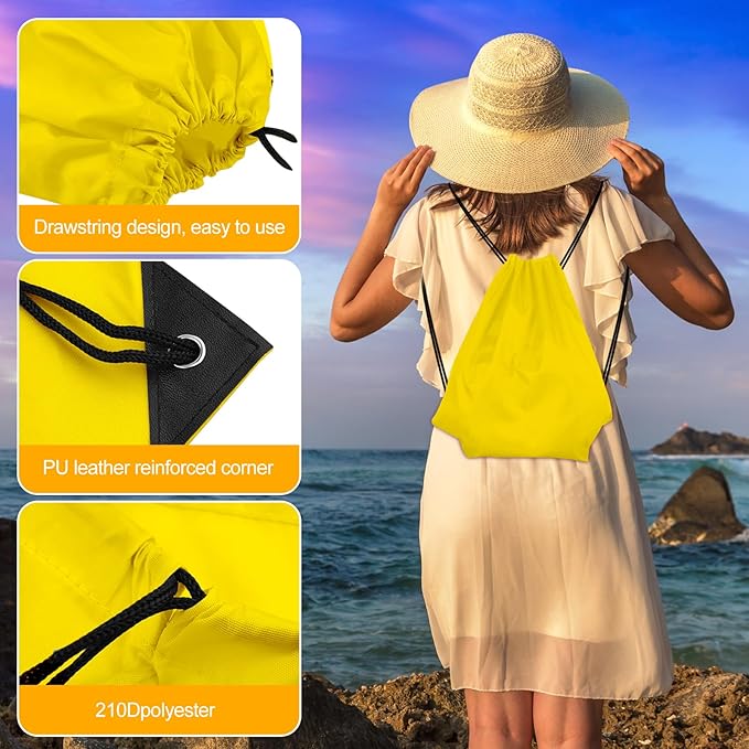 KUUQA 25Pcs Yellow Drawstring Bags - String Backpacks for Gym, Sport, Traveling