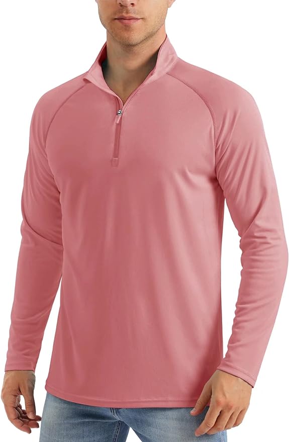 MAGCOMSEN Men's Long Sleeve Sun Shirts UPF 50+ Tees 1/4 Zip Up Fishing Running Rash Guard T-Shirts Outdoor Shirt