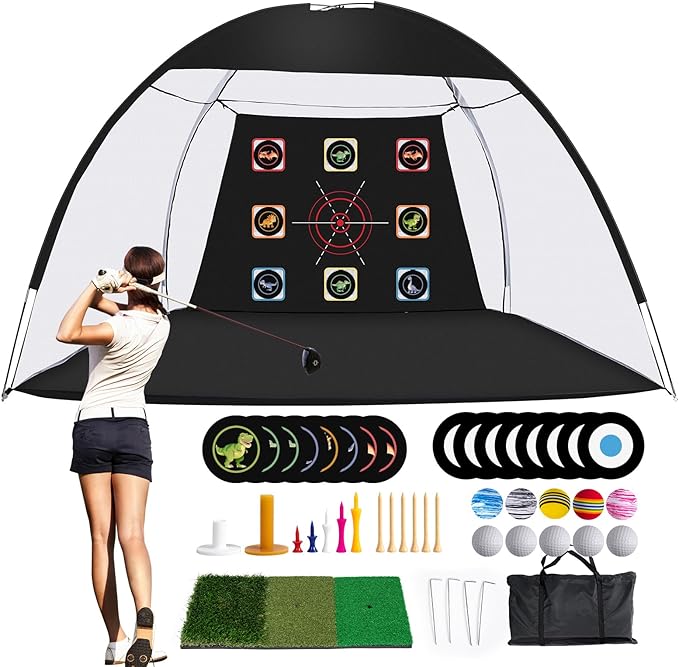 Golf Net, 10 x 7ft Backyard Practice net, Golf Hitting,Driving Net with mat for Indoor/Outdoor