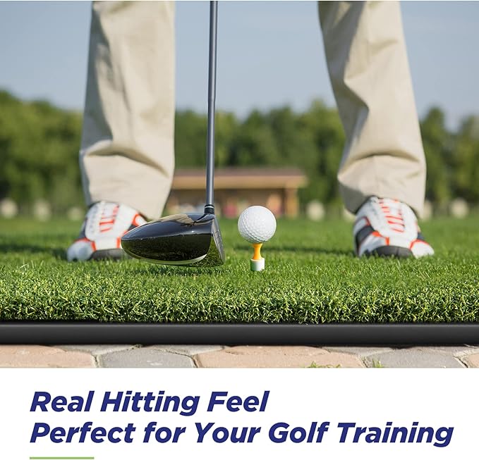 Golfguru Golf Mat, 5x4ft/5x5ft Dense Elite Golf Hitting Mats Practice with 10 Balls, 9 Tees, Heavy Duty Artificial Hitting Training Matt for Backyard Driving Chipping Indoor Outdoor Simulators