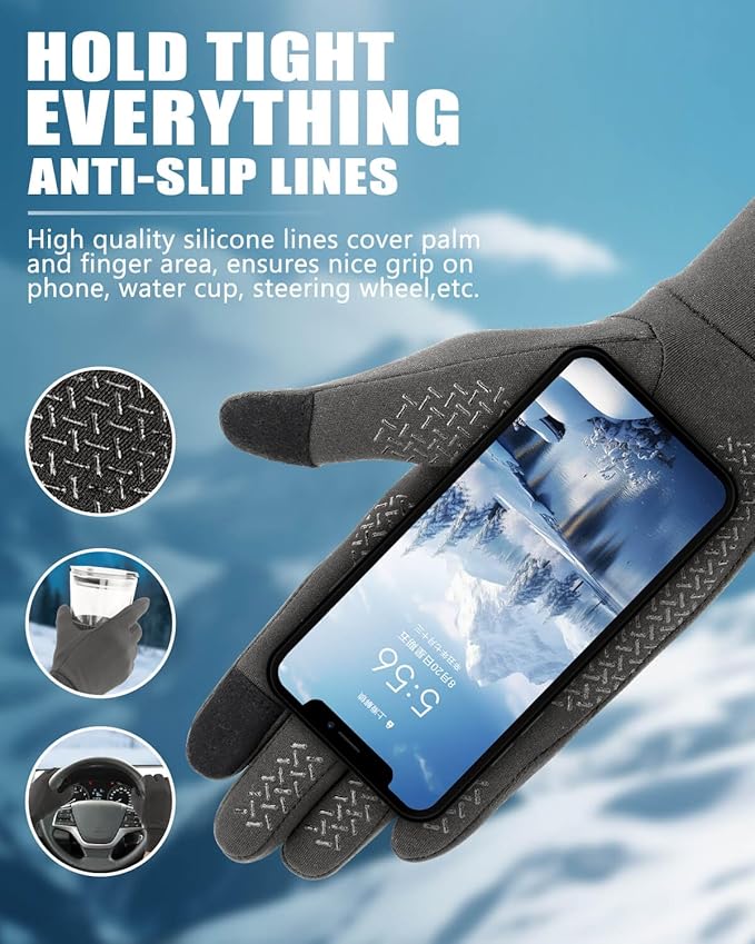Aegend Lightweight Winter Gloves for Men Women, Warm Running Gloves Touchscreen Thermal Glove Liners for Cold Weather Driving, Cycling & Hiking, Non-Slip, Elastic Cuff, Stretchy, Durable