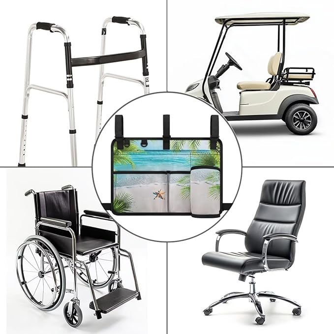 Beach Golf Cart Rear Seat Organizer Foldable Storage Bag for Club Car, Wheelchair and Walker