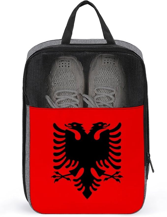 Reusable Portable Shoe Bag Albania Flag Golf Shoe Dust Bags for Man and Women Travel Sneaker Organizer with Handle