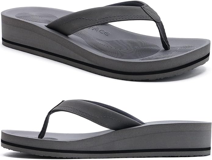 COFACE Flip Flops for Women With Comfortable Arch Support Ladies Fashion Platform Thong Sandals Soft Yoga Mat Sole For Beach/Indoor Outdoor