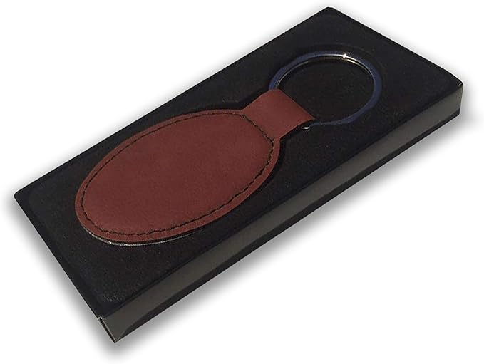 LaserGram Oval Keychain, Palm Trees, Personalized Engraving Included (Burgundy)