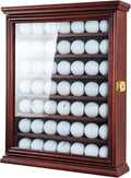 7-Shelf Golf Ball Display Case in Solid Pine Wood with UV Protection and Lockable Glass Door for Organizing and Showcasing Golf Memorabilia