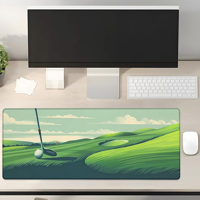 Serene Golf Course Gaming Mouse Pad Gifts 31.5" x 11.8", Non-Slip Rubber Base MousePads for Computers Laptop School Office Home Accessories Decor, Mouse Pad, Keyboard Desk Mat